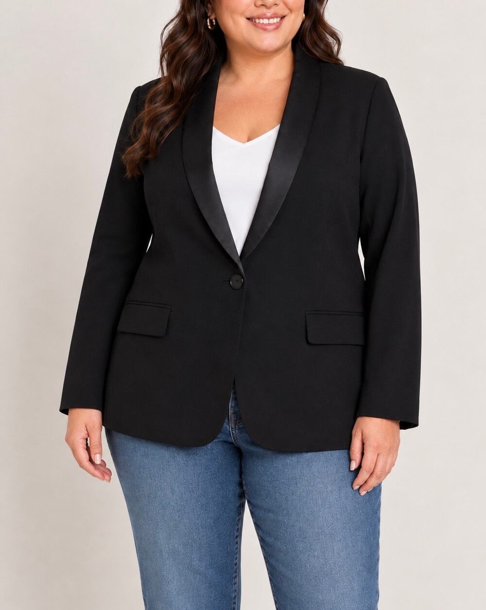 Jason Wu Black Tuxedo Blazer Jacket Single Button Women's Plus Sz 24